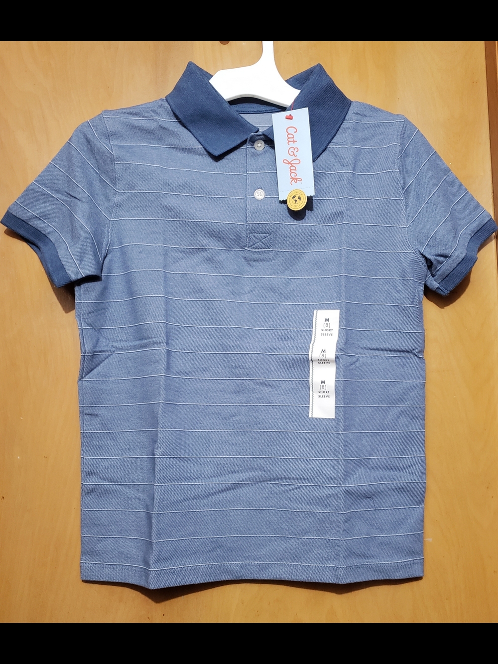 Cat & Jack Navy and Light Blue Thin-Striped Polo